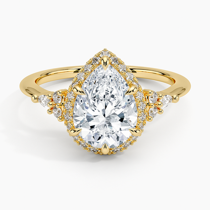 2.25 Karat Damla Halo Tasarım Tektaş Laboratuvar Pırlanta Yüzük 18K -Amara - Bold Diamonds