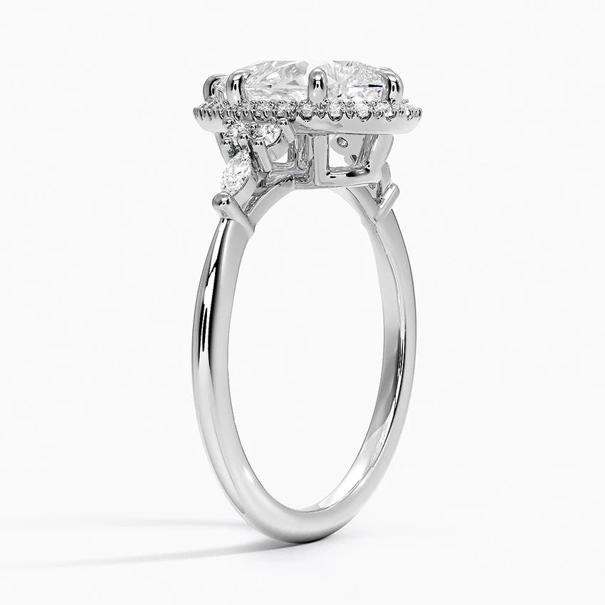2.25 Karat Damla Halo Tasarım Tektaş Laboratuvar Pırlanta Yüzük 18K -Amara - Bold Diamonds