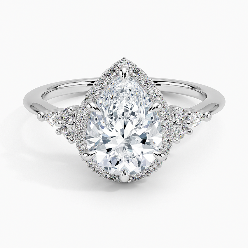 2.25 Karat Damla Halo Tasarım Tektaş Laboratuvar Pırlanta Yüzük 18K -Amara - Bold Diamonds