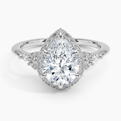 2.25 Karat Damla Halo Tasarım Tektaş Laboratuvar Pırlanta Yüzük 18K -Amara - Bold Diamonds