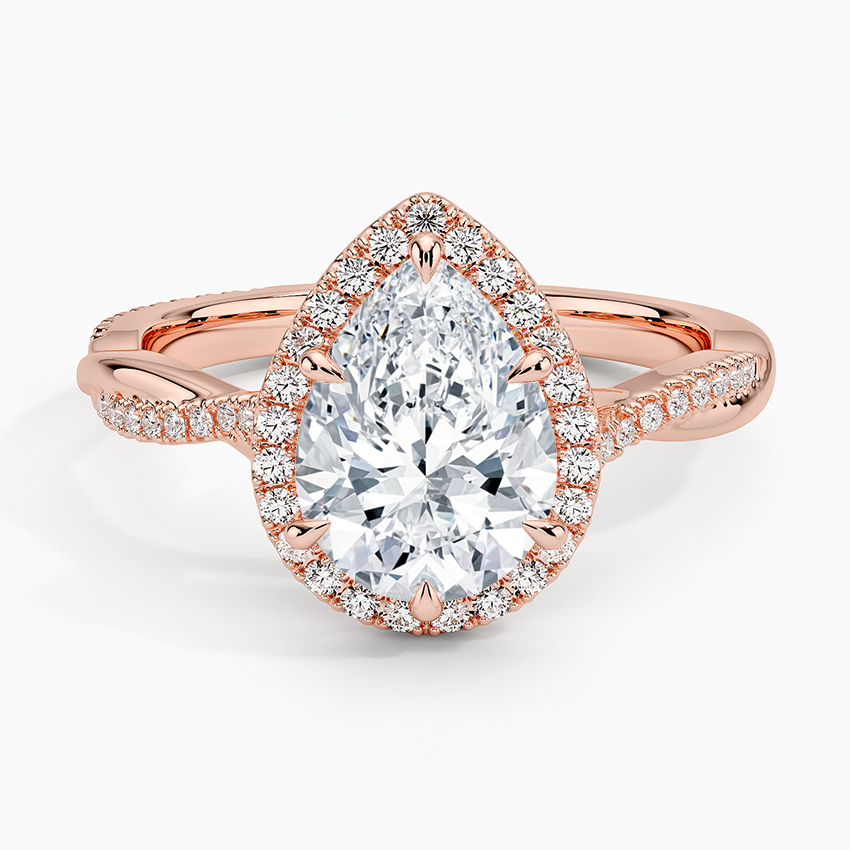 2.25 Karat Damla Halo Tasarım Tektaş Laboratuvar Pırlanta Yüzük 18K-Diamora - Bold Diamonds
