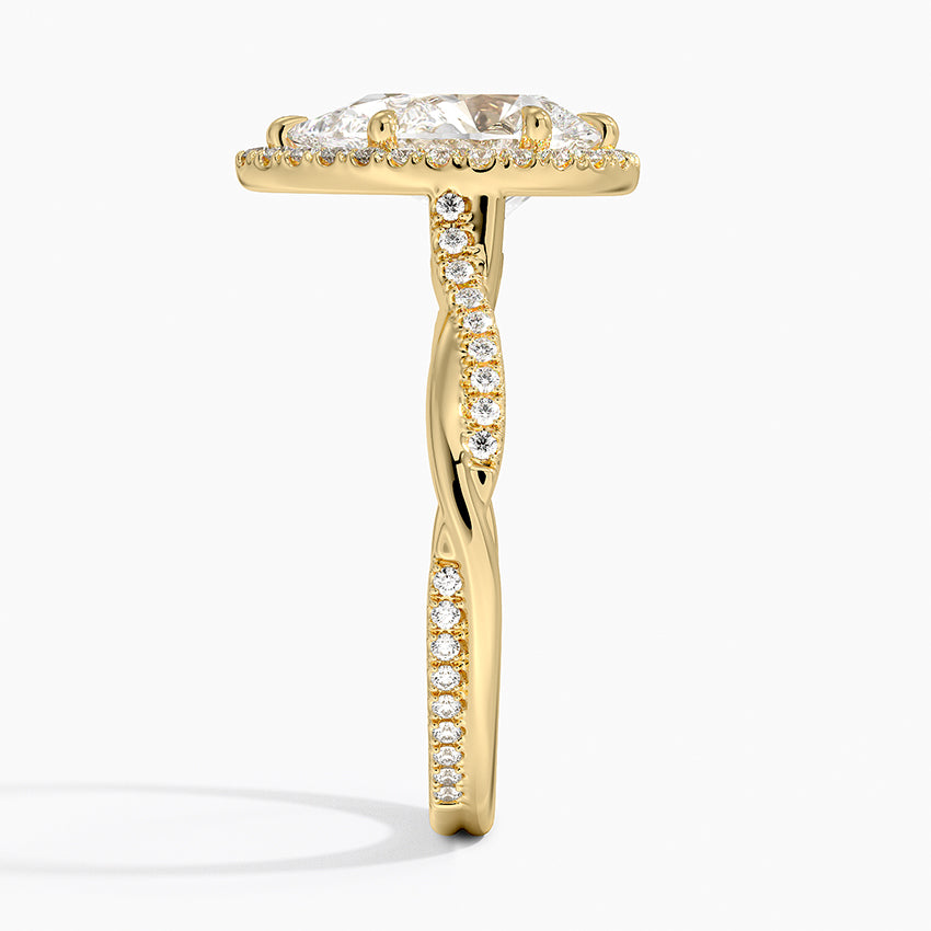 2.25 Karat Damla Halo Tasarım Tektaş Laboratuvar Pırlanta Yüzük 18K-Diamora - Bold Diamonds