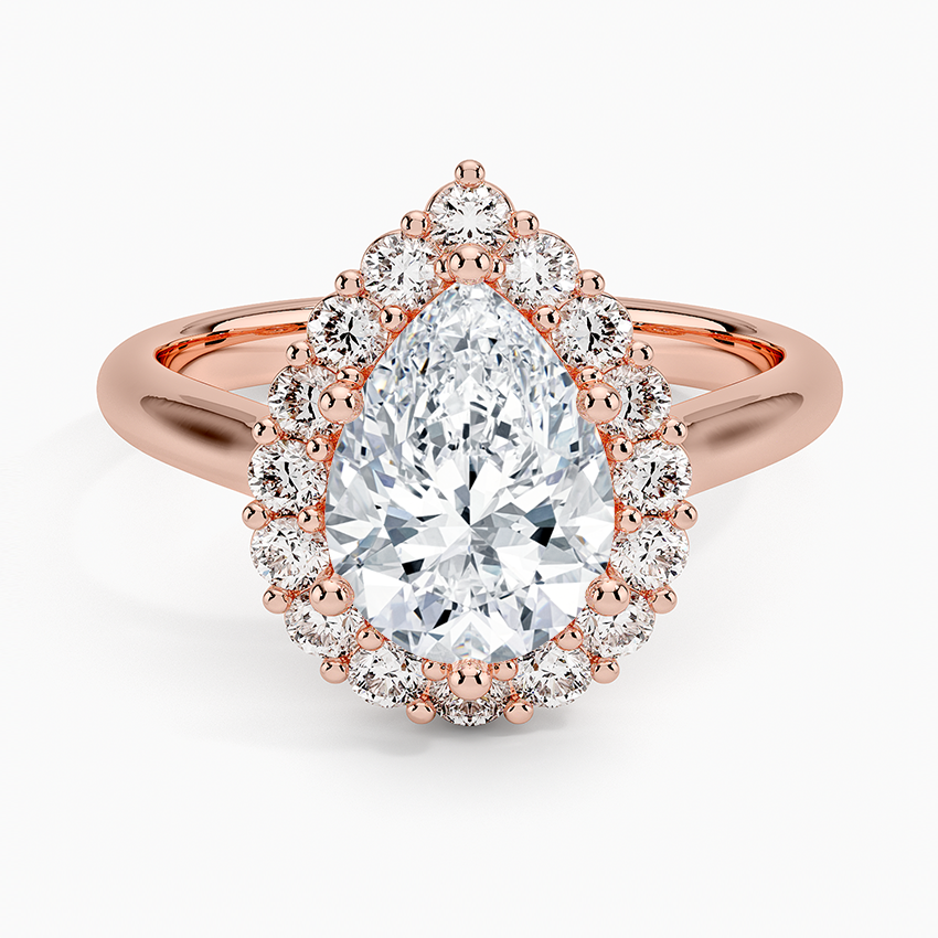 2.25 Karat Damla Halo Tasarım Tektaş Laboratuvar Pırlanta Yüzük 18K -Illumina - Bold Diamonds