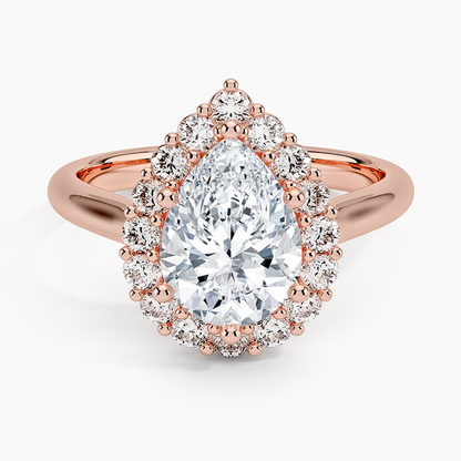 2.25 Karat Damla Halo Tasarım Tektaş Laboratuvar Pırlanta Yüzük 18K -Illumina - Bold Diamonds