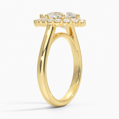 2.25 Karat Damla Halo Tasarım Tektaş Laboratuvar Pırlanta Yüzük 18K -Illumina - Bold Diamonds