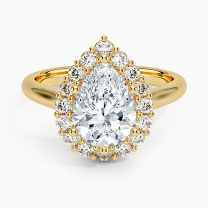 2.25 Karat Damla Halo Tasarım Tektaş Laboratuvar Pırlanta Yüzük 18K -Illumina - Bold Diamonds
