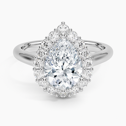 2.25 Karat Damla Halo Tasarım Tektaş Laboratuvar Pırlanta Yüzük 18K -Illumina - Bold Diamonds