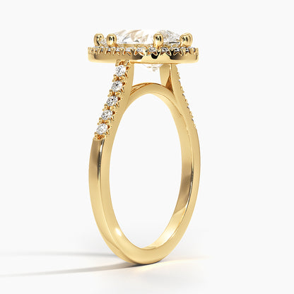 2,25 Karat Damla Halo Tasarım Tektaş Laboratuvar Pırlanta Yüzük 18K - Lunara - Bold Diamonds