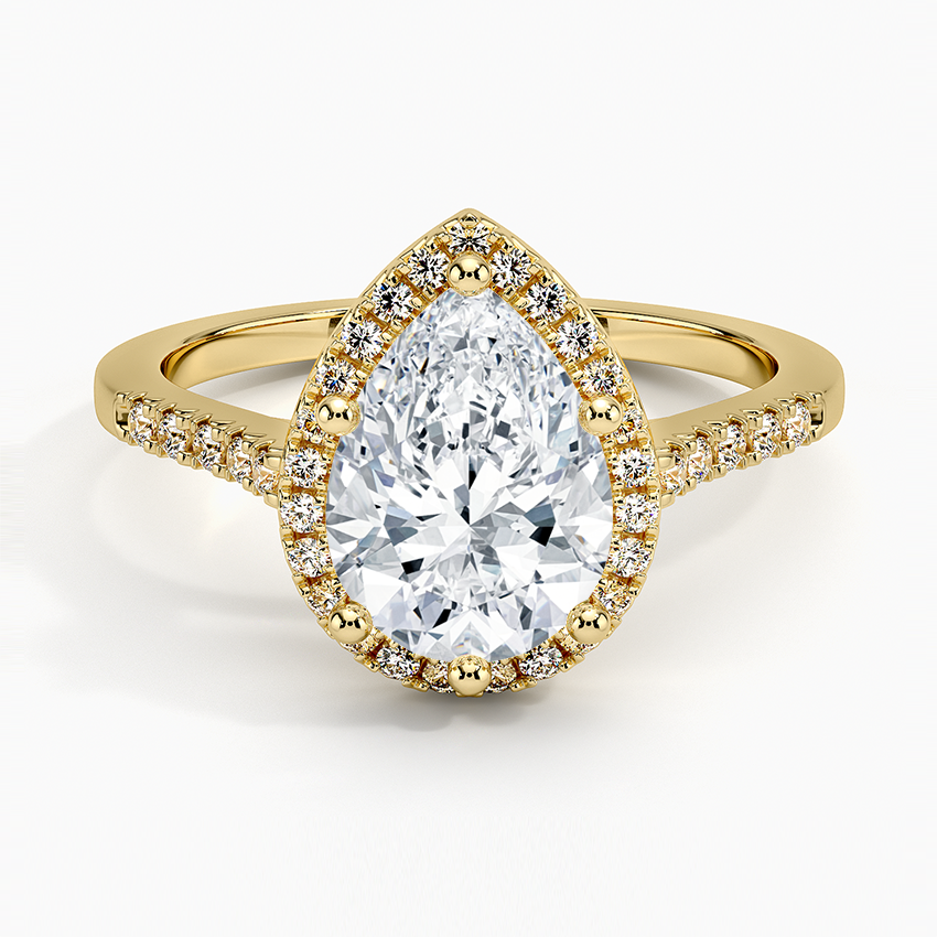 2,25 Karat Damla Halo Tasarım Tektaş Laboratuvar Pırlanta Yüzük 18K - Lunara - Bold Diamonds