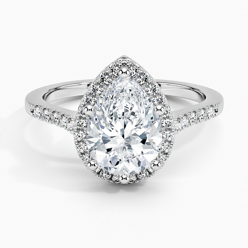 2,25 Karat Damla Halo Tasarım Tektaş Laboratuvar Pırlanta Yüzük 18K - Lunara - Bold Diamonds