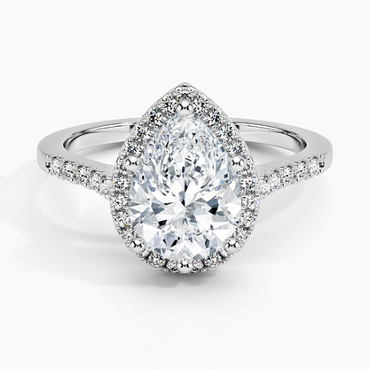 2,25 Karat Damla Halo Tasarım Tektaş Laboratuvar Pırlanta Yüzük 18K - Lunara - Bold Diamonds