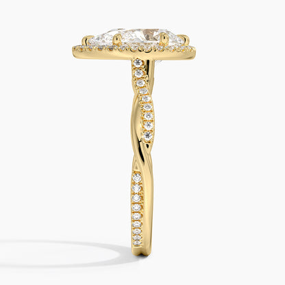 2.25 Karat Damla Halo Tasarım Tektaş Laboratuvar Pırlanta Yüzük 18K -Magnara - Bold Diamonds