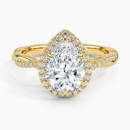 2.25 Karat Damla Halo Tasarım Tektaş Laboratuvar Pırlanta Yüzük 18K -Magnara - Bold Diamonds