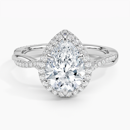 2.25 Karat Damla Halo Tasarım Tektaş Laboratuvar Pırlanta Yüzük 18K -Magnara - Bold Diamonds