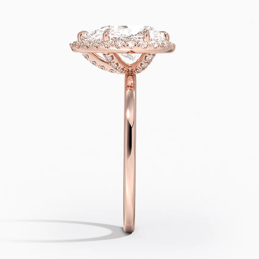 2.25 Karat Damla Halo Tasarım Tektaş Laboratuvar Pırlanta Yüzük 18K  -Ophelia - Bold Diamonds