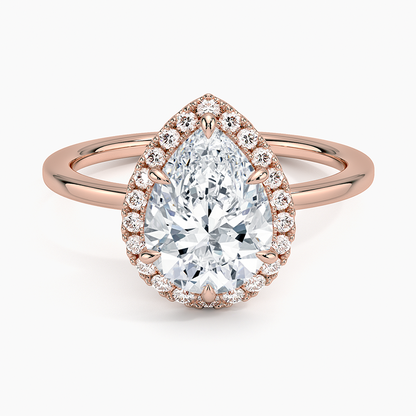 2.25 Karat Damla Halo Tasarım Tektaş Laboratuvar Pırlanta Yüzük 18K  -Ophelia - Bold Diamonds