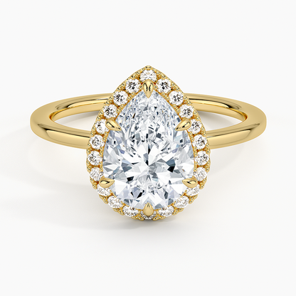 2.25 Karat Damla Halo Tasarım Tektaş Laboratuvar Pırlanta Yüzük 18K  -Ophelia - Bold Diamonds