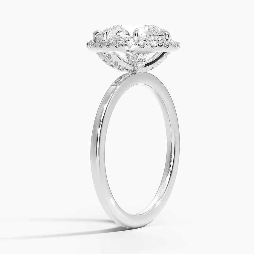 2.25 Karat Damla Halo Tasarım Tektaş Laboratuvar Pırlanta Yüzük 18K  -Ophelia - Bold Diamonds