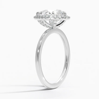 2.25 Karat Damla Halo Tasarım Tektaş Laboratuvar Pırlanta Yüzük 18K  -Ophelia - Bold Diamonds