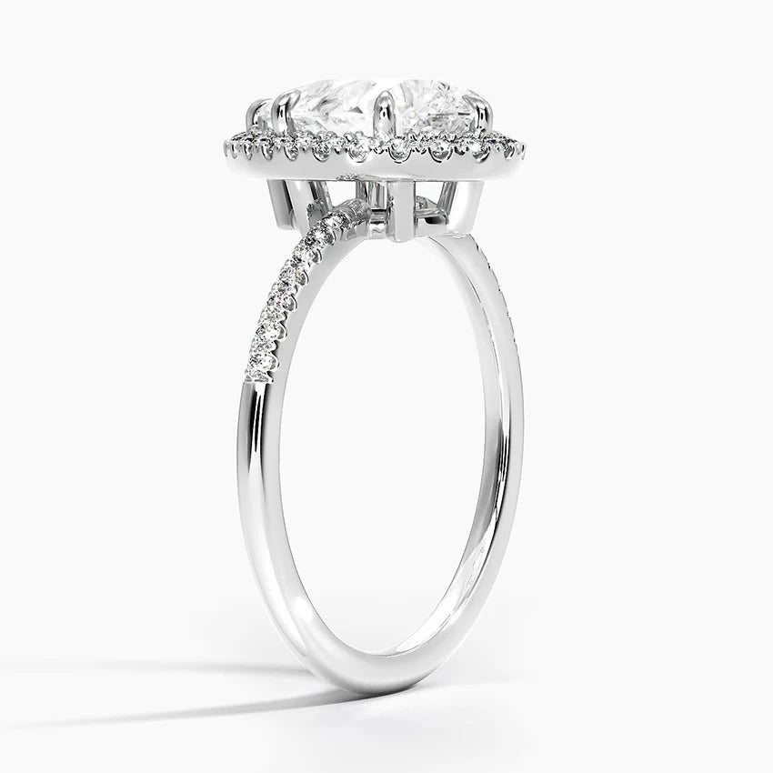 2.25 Karat Damla Halo Tasarım Tektaş Laboratuvar Pırlanta Yüzük 18K -Valora - Bold Diamonds