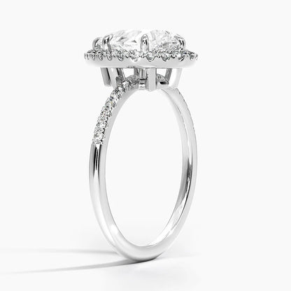 2.25 Karat Damla Halo Tasarım Tektaş Laboratuvar Pırlanta Yüzük 18K -Valora - Bold Diamonds