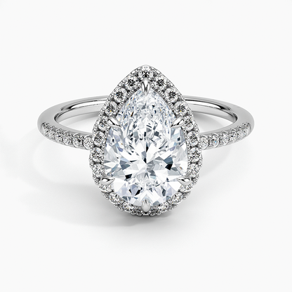 2.25 Karat Damla Halo Tasarım Tektaş Laboratuvar Pırlanta Yüzük 18K -Valora - Bold Diamonds