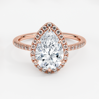 2.25 Karat Damla Halo Tasarım Tektaş Laboratuvar Pırlanta Yüzük 18K -Valora - Bold Diamonds