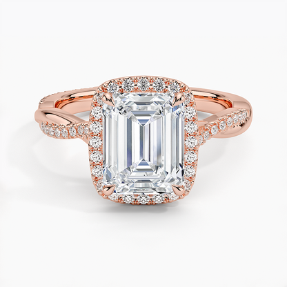 2.25 Karat Emerald Halo Tasarım Tektaş Laboratuvar Pırlanta Yüzük 18K -Diamora - Bold Diamonds