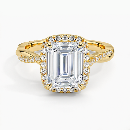 2.25 Karat Emerald Halo Tasarım Tektaş Laboratuvar Pırlanta Yüzük 18K -Diamora - Bold Diamonds