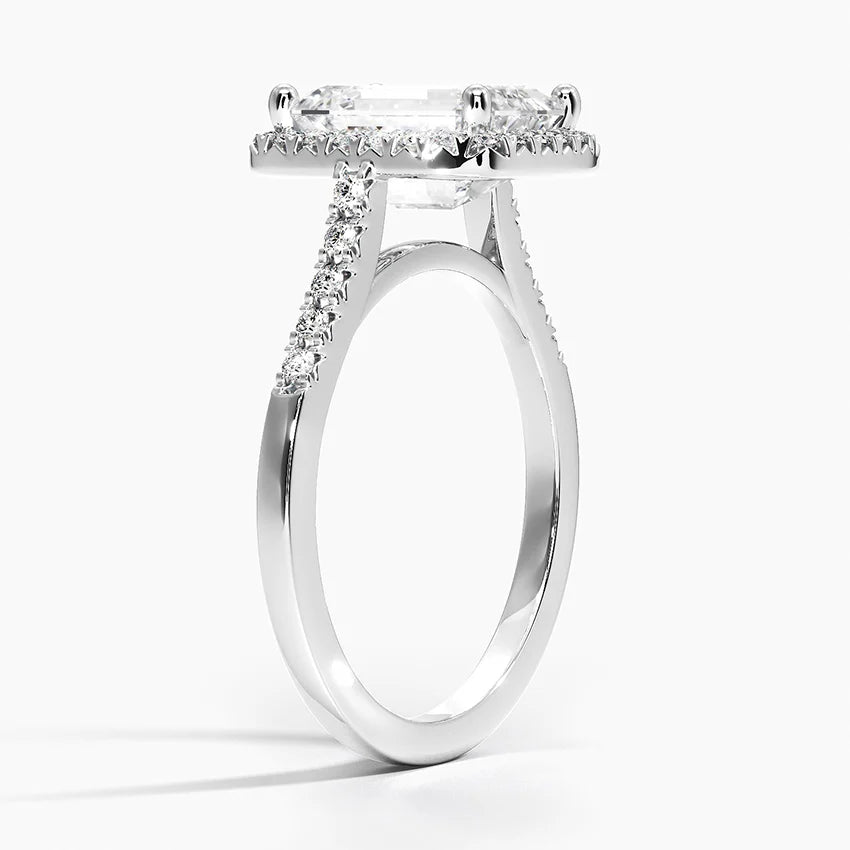 2,25 Karat Emerald Halo Tasarım Tektaş Laboratuvar Pırlanta Yüzük 18K - Lunara - Bold Diamonds