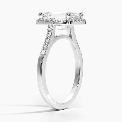 2,25 Karat Emerald Halo Tasarım Tektaş Laboratuvar Pırlanta Yüzük 18K - Lunara - Bold Diamonds