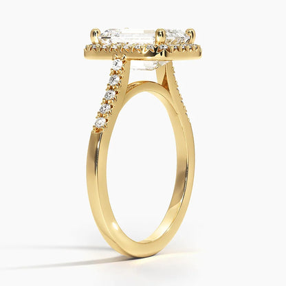 2,25 Karat Emerald Halo Tasarım Tektaş Laboratuvar Pırlanta Yüzük 18K - Lunara - Bold Diamonds