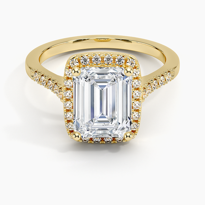 2,25 Karat Emerald Halo Tasarım Tektaş Laboratuvar Pırlanta Yüzük 18K - Lunara - Bold Diamonds