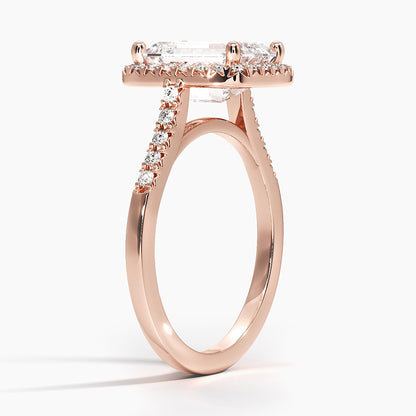 2,25 Karat Emerald Halo Tasarım Tektaş Laboratuvar Pırlanta Yüzük 18K - Lunara - Bold Diamonds
