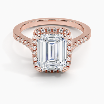 2,25 Karat Emerald Halo Tasarım Tektaş Laboratuvar Pırlanta Yüzük 18K - Lunara - Bold Diamonds
