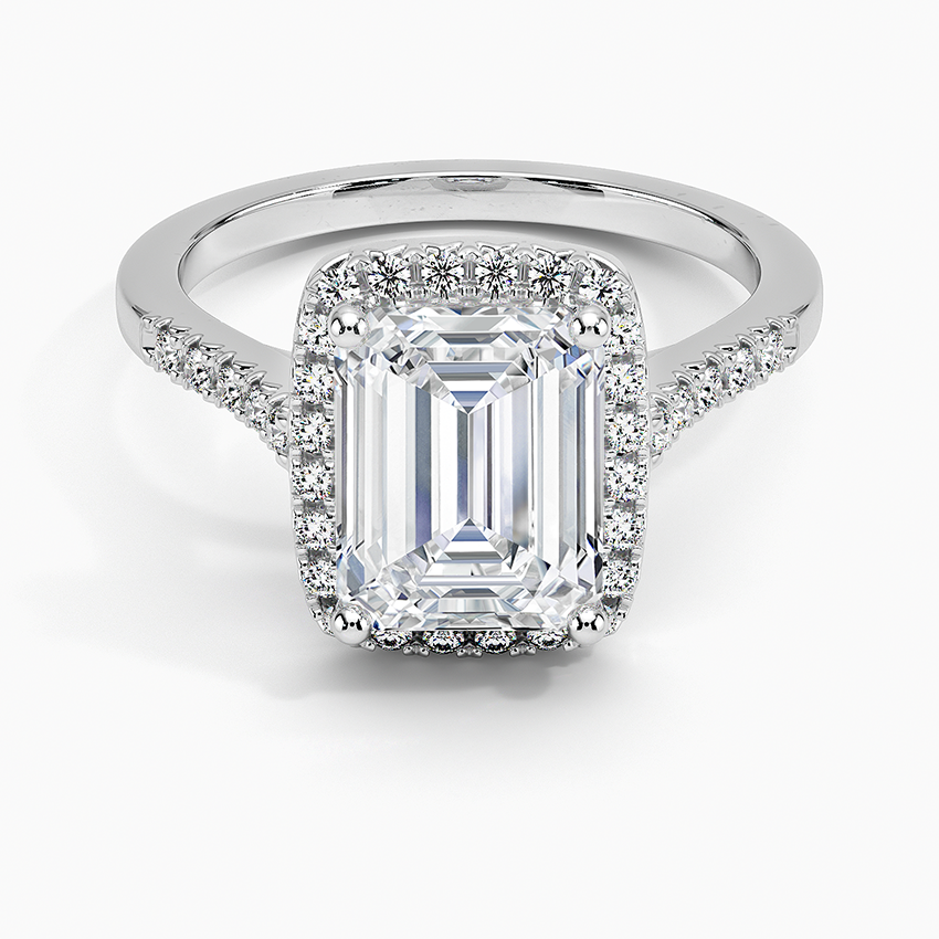2,25 Karat Emerald Halo Tasarım Tektaş Laboratuvar Pırlanta Yüzük 18K - Lunara - Bold Diamonds