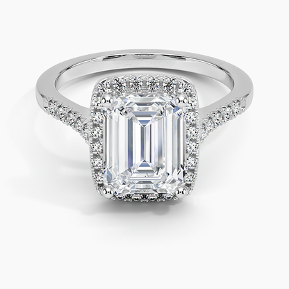 2,25 Karat Emerald Halo Tasarım Tektaş Laboratuvar Pırlanta Yüzük 18K - Lunara - Bold Diamonds