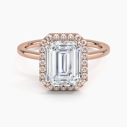 2.25 Karat Emerald Halo Tasarım Tektaş Laboratuvar Pırlanta Yüzük 18K - Ophelia - Bold Diamonds