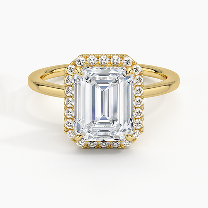 2.25 Karat Emerald Halo Tasarım Tektaş Laboratuvar Pırlanta Yüzük 18K - Ophelia - Bold Diamonds