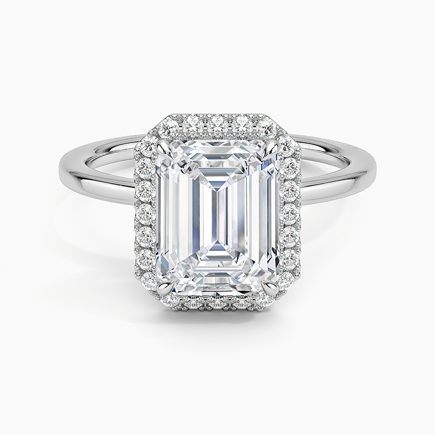 2.25 Karat Emerald Halo Tasarım Tektaş Laboratuvar Pırlanta Yüzük 18K - Ophelia - Bold Diamonds