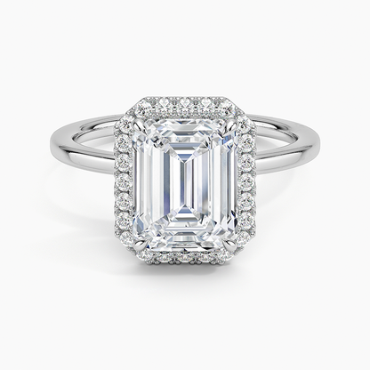 2.25 Karat Emerald Halo Tasarım Tektaş Laboratuvar Pırlanta Yüzük 18K - Ophelia - Bold Diamonds