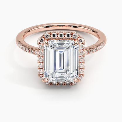 2.25 Karat Emerald Halo Tasarım Tektaş Laboratuvar Pırlanta Yüzük 18K -Valora - Bold Diamonds