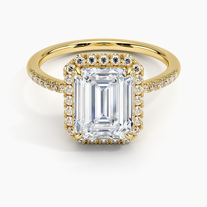 2.25 Karat Emerald Halo Tasarım Tektaş Laboratuvar Pırlanta Yüzük 18K -Valora - Bold Diamonds