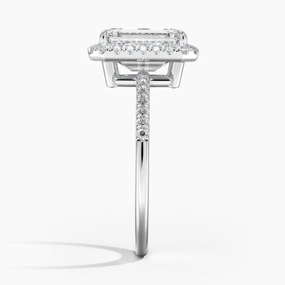 2.25 Karat Emerald Halo Tasarım Tektaş Laboratuvar Pırlanta Yüzük 18K -Valora - Bold Diamonds