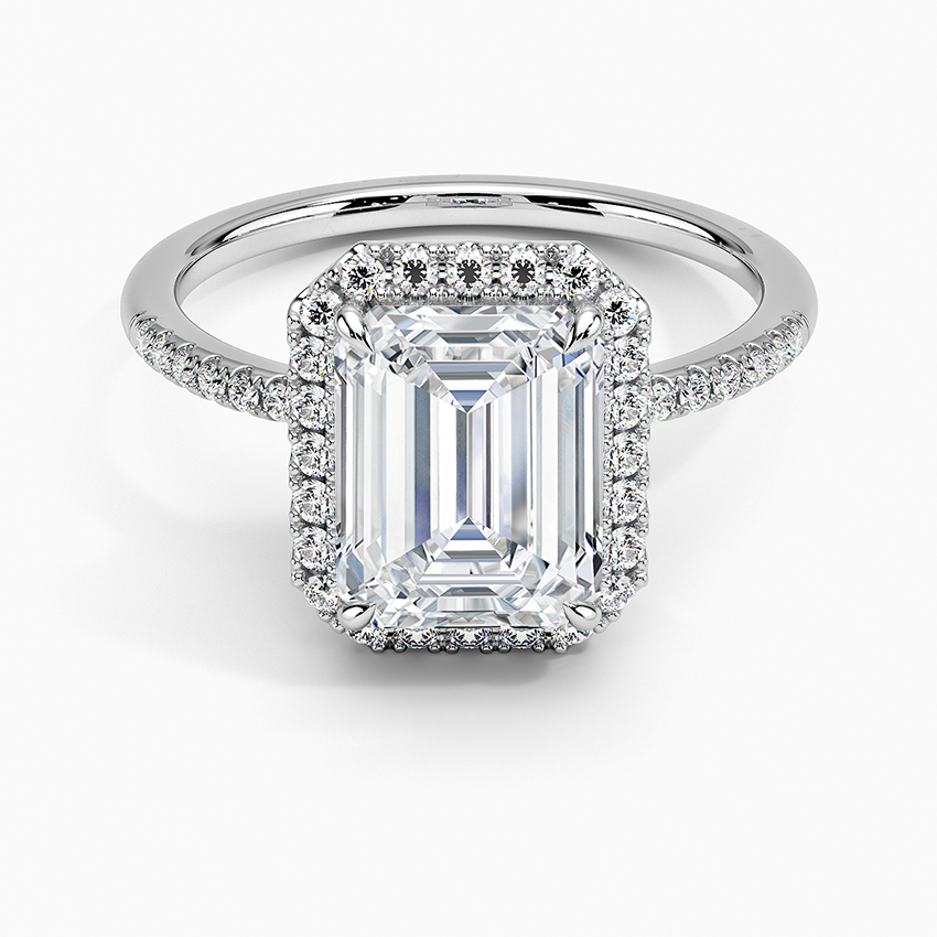 2.25 Karat Emerald Halo Tasarım Tektaş Laboratuvar Pırlanta Yüzük 18K -Valora - Bold Diamonds