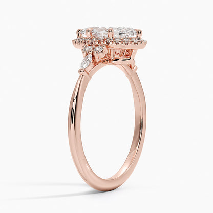 2.25 Karat Marquise Halo Tasarım Tektaş Laboratuvar Pırlanta Yüzük 18K -Amara - Bold Diamonds