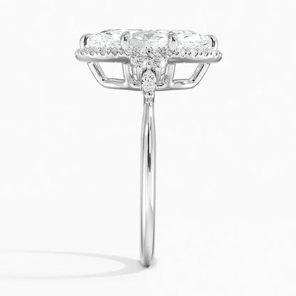 2.25 Karat Marquise Halo Tasarım Tektaş Laboratuvar Pırlanta Yüzük 18K -Amara - Bold Diamonds
