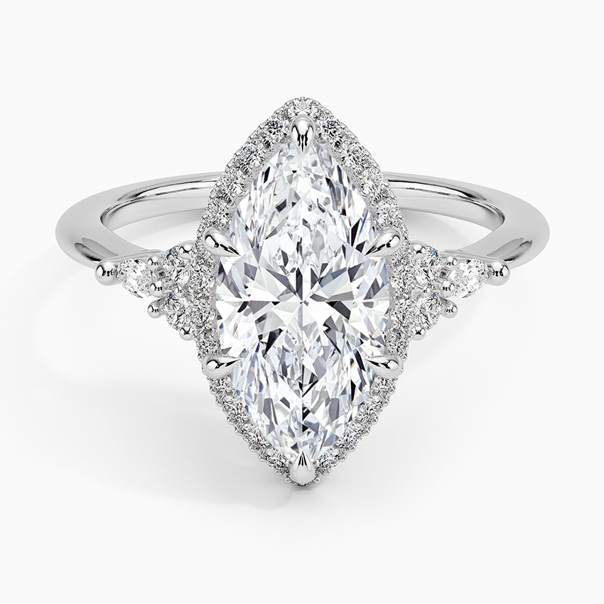 2.25 Karat Marquise Halo Tasarım Tektaş Laboratuvar Pırlanta Yüzük 18K -Amara - Bold Diamonds