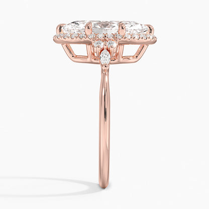 2.25 Karat Marquise Halo Tasarım Tektaş Laboratuvar Pırlanta Yüzük 18K -Amara - Bold Diamonds