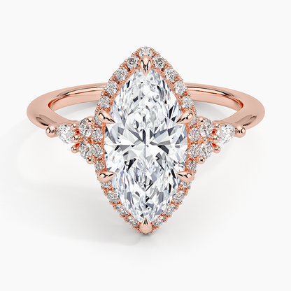 2.25 Karat Marquise Halo Tasarım Tektaş Laboratuvar Pırlanta Yüzük 18K -Amara - Bold Diamonds